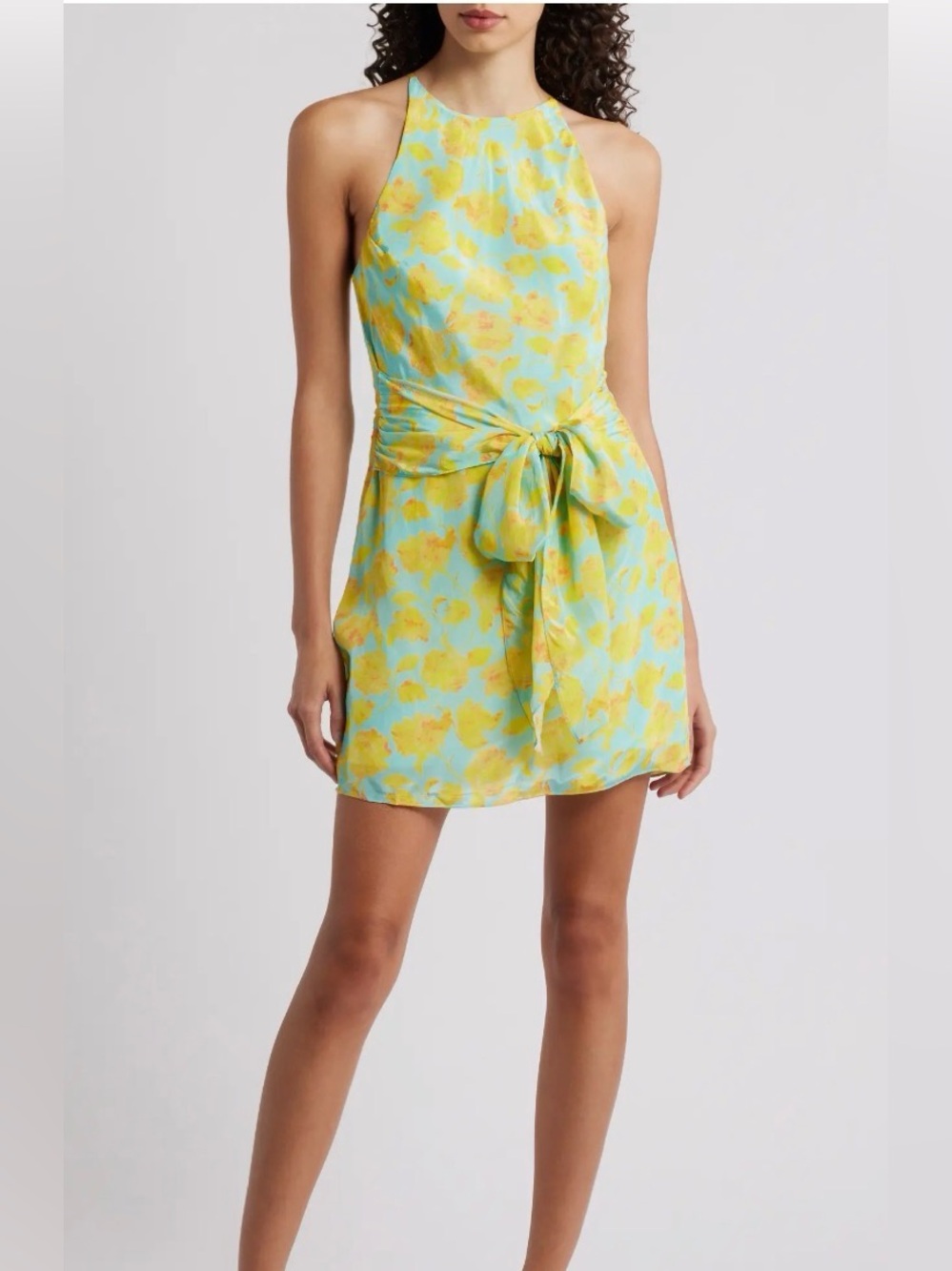 Amanda Uprichard Selah Floral Print Tie Waist Minidress